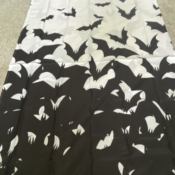 New! Halloween Bat Shower Curtain with Hooks - Spooky Backdrop! - Picture 2 of 7